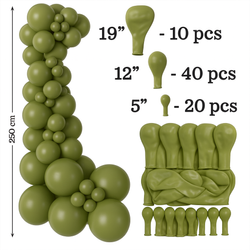 Set Deko-Ballons Farbe Olive 70 Stück