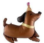 Folienballon in Form eines Hundes mit einem Geburtstagshut (63cm*64cm)