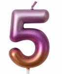 Geburtstagskerze Nummer "5" - Regenbogen metallic