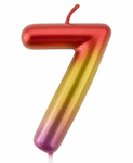 Birthday candle in the shape of the number 7 - pink and gold, elegant