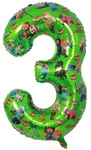 Balon foliowy cyfra 3 – motyw Minecraft, 100 cm