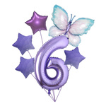 Set Luftballons zum 6. Geburtstag mit Schmetterling