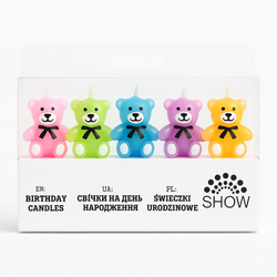 Geburtstagskerzen in Form von Teddybären - 5 Stück.