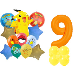 Set von Zahlen 9 Pokemon Folie und Gummi bedruckte Ballons