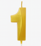 Goldene Geburtstagskerze in Form einer Zahl "1"
