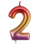 Birthday candle in the shape of the number 2 - pink and gold, elegant