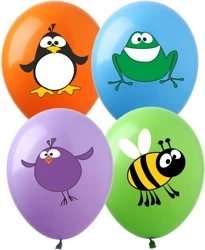 Bedruckte Gummiballons Tiere (12 Stück).)