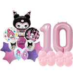 Set mit 9 Kuromi Folien- und Gummiballons mit Aufdruck