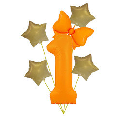 Ballon-Set "Neon" 1 - Orange mit Sternen