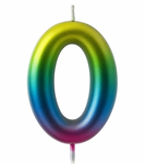 Rainbow Candle Number 0 – Colorful Magic of Celebration