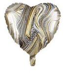 Balon foliowy Serce Marble Czarne 18" (45cm.)
