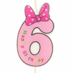 Baby Kerze Nummer "6" rosa