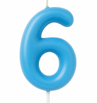 Kerze Nummer "6" - Blau