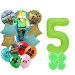 Zestaw Balonów 5 Minecraft Piksele Balony Foliowe i Gumowe z Nadrukiem
