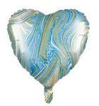 Foliowe Serce Marble Niebieskie 18" (45cm.)