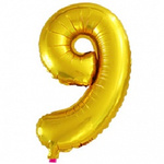 Zahlenballon "9" gold (80cm)