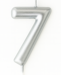 Silver Birthday Candle Shaped Like Number "7"
