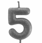 Silberne Geburtstagskerze in Form einer Zahl "5"