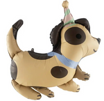 Folienballon in Form eines Hundes mit einem Partyhut (63cm*64cm)
