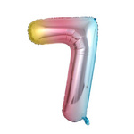 Folienballon Nummer "7" Regenbogen (100cm).)