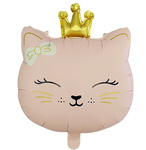Foil Balloon Cat Head with Crown
