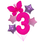 "Ballon-Set "Rosa 3 mit Schmetterling - Neon & Pastell Sterne
