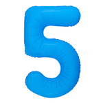 Folienballon Nummer "5" Blau Neon (100cm.)