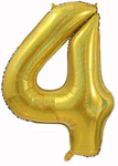Folienballon Nummer "4" Gold Brokat( 100cm.)
