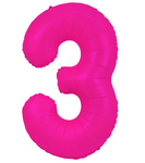 Folienballon Nummer "3" Rosa Neon (100cm.)