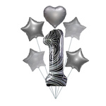Ballon-Set "Marmor 1" - Silberne Sterne und Herzen
