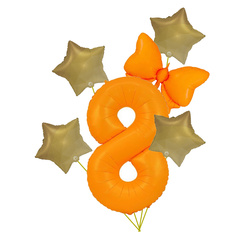 Ballon-Set "Neon" 8 - Orange mit Sternen