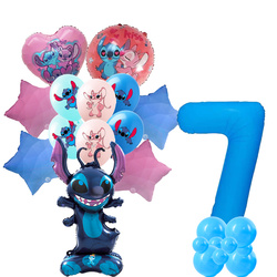 Set von 7th Birthday Stitch Folie und Gummi bedruckte Ballons
