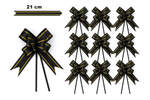 Dekorative schwarze Schleife mit Goldstreifen - 21 cm