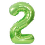 Foil Balloon Number "2" Lime Green (100cm.)