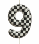 Geburtstagskerze Nummer "9" - Schachbrettmuster, Ethnie