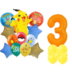 Set von Zahlen 3 Pokemon Folie und Gummi bedruckte Ballons