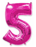 Balloon Foil Number "5" Fuchsia (100cm.) Flexmetal