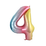 Folienballon Nummer "4" Regenbogen (100cm).)
