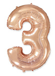 Balloon Foil Number "3" RoseGold (100cm.) Flexmetal