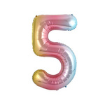 Folienballon Nummer "5" Regenbogen (100cm).)