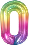 Folienballon Nummer "0" Regenbogen (100cm).)