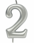 Kerze Nummer "2" - Silber
