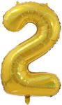 Folienballon Nummer "2" Gold Brokat( 100cm.)