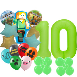 10er Set Minecraft Pixels Foliengummiballons Bedruckte Luftballons
