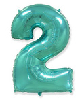 Balloon Foil Number "2" Aquamarine (100cm.) Flexmetal