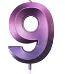 Fioletowo-różowa świeczka cyfra "9"