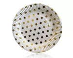 Pappteller Weiß Gold Dots (10 Stück).)