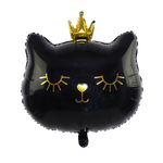 Folienballon Schwarze Katze mit Krone (49cm*56cm)