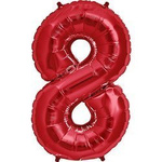 Folienballon Nummer "8" Rot (100cm).)