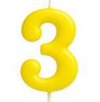 Kerze Nummer "3" - Gelb